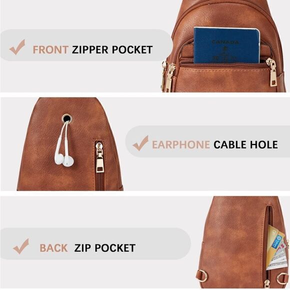 Leather Cross Body Sling Bag - Picture 6 of 7